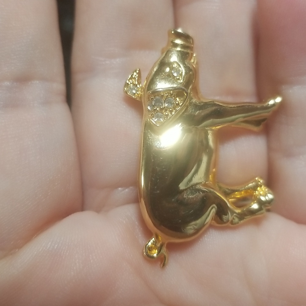 Vintage Goldtone Pig Brooch/Pin